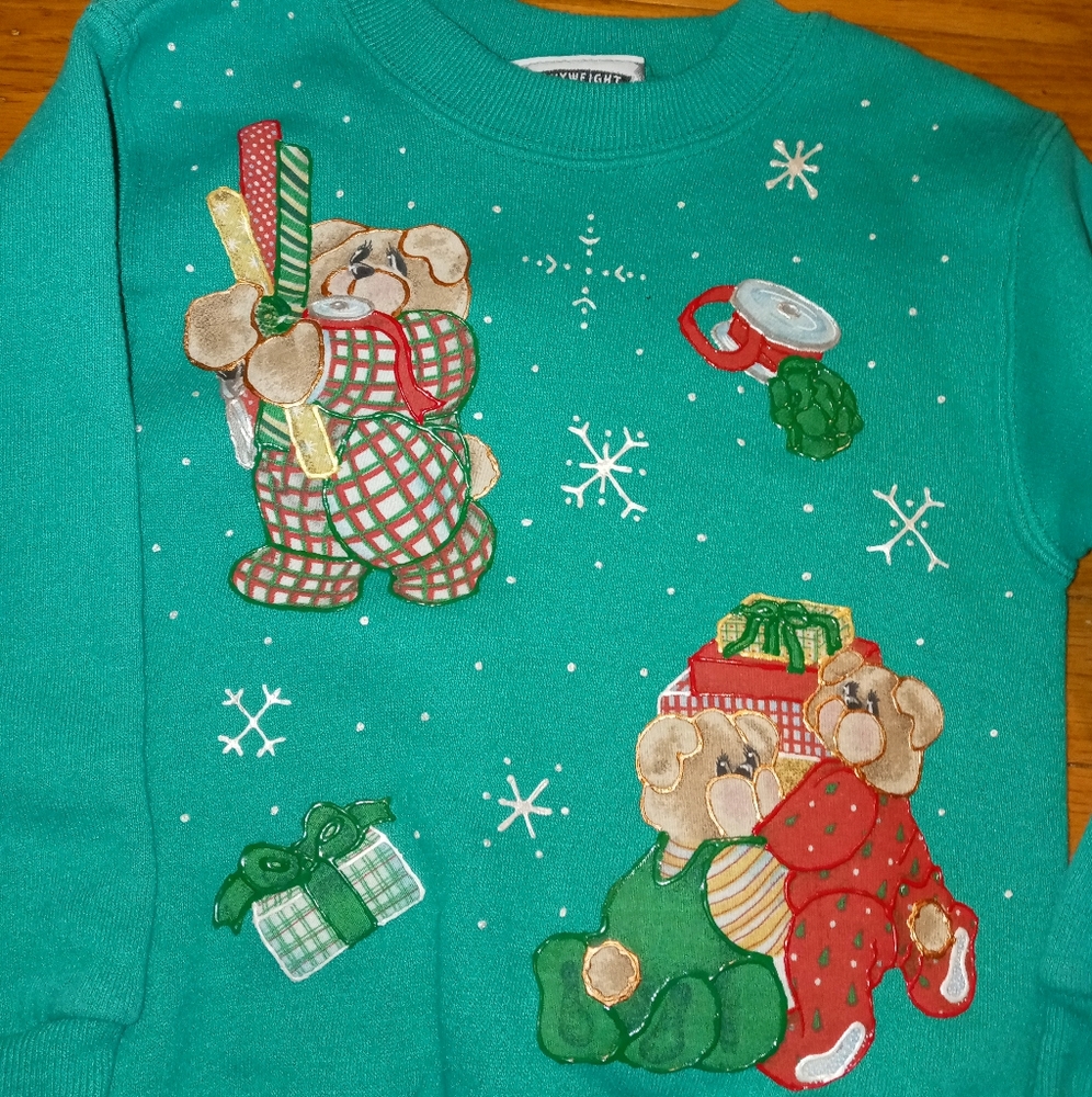Vintage NEW Christmas painted XS child Ugly Sweater/ Sweatshirt